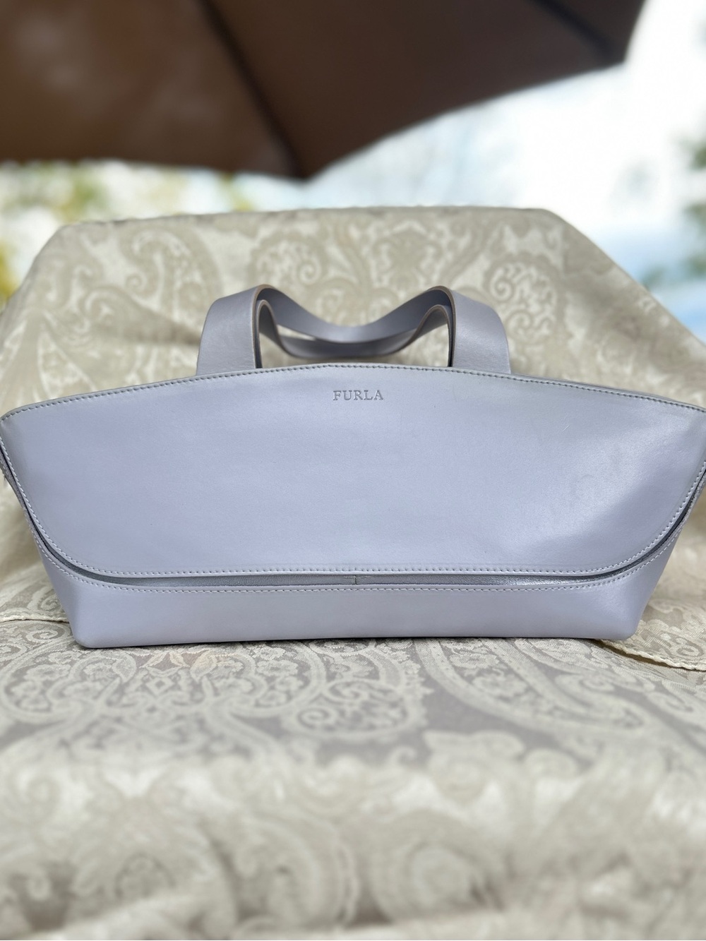 Furla Lavender Leather Shoulder baguette Bag